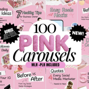 Pink Aesthetic IG Carousel Bundle (100 Templates) | Fully Editable Canva PLR/MRR
