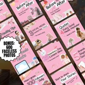 Pink Aesthetic IG Carousel Bundle (100 Templates) | Fully Editable Canva PLR/MRR