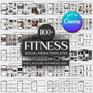 100+ Fitness, Gym & Wellness Instagram Templates – Canva Editable (PLR & MRR)